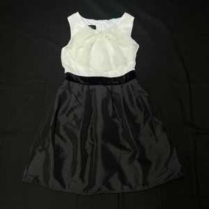 BCX Co., -  White Top with Bow and Black Satin Bottom Sleeveless Dress